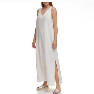 DKNY White Sleeveless Maxi Dress